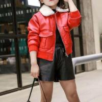 PU Leather Children Coat fleece & thermal Solid PC