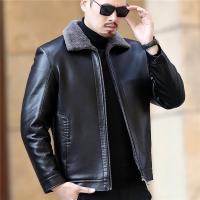 Goat Skin Leather Plus Size Men Coat & thermal Solid PC