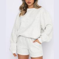 Polyester Women Casual Set & two piece Sweatshirt & short pants patchwork Solid Set