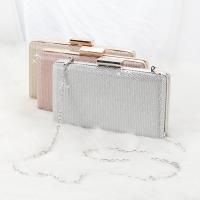 Metal hard-surface Clutch Bag attached with hanging strap & with rhinestone PC