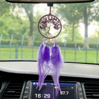 Gemstone & Feather & Plastic Creative Car Hanging Ornaments purple PC