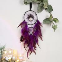 Copper Wire & Gemstone & Feather & Iron Dream Catcher Hanging Ornaments for home decoration handmade purple PC