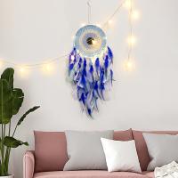 Feather & Iron & Plastic Dream Catcher Hanging Ornaments for home decoration handmade blue PC