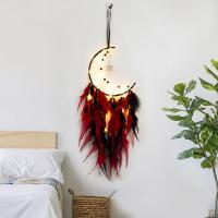 Feather & Iron & Plastic Dream Catcher Hanging Ornaments for home decoration handmade red and black PC