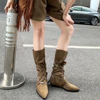 Rubber & Suede Boots pointed toe & hardwearing Solid Pair