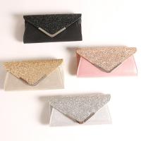 Satin & Polyester Clutch Bag with chain & soft surface & attached with hanging strap Solid PC