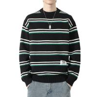 Polyester Slim Men Sweater & thermal patchwork striped PC
