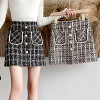 Polyester A-line Skirt & with pocket patchwork plaid PC