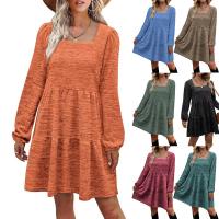 Rayon One-piece Dress mid-long style & loose patchwork Solid PC