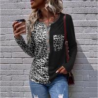 Polyester Vrouwen lange mouw T-shirt Leopard meer kleuren naar keuze stuk