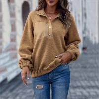 Polyester Women Sweatshirts & loose Solid camel PC