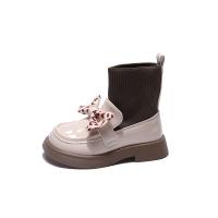 Rubber & Synthetic Leather with bowknot Children Boots leopard Pair