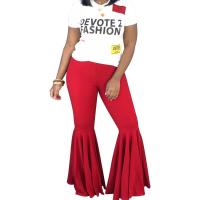 Polyester Plus Size & High Waist Women Long Trousers Solid PC
