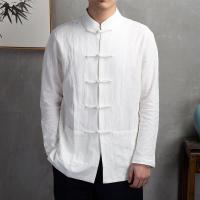 Linen Men Chinese Tunic Suit & loose Solid PC