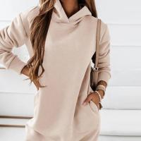 Polyester Sweatshirts Dress & loose patchwork Solid PC