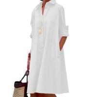 Polyester Shirt Dress & loose patchwork Solid PC