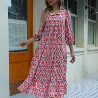 Polyester One-piece Dress & loose printed PC