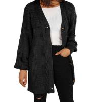 Polyester Sweater Coat & loose knitted Solid PC