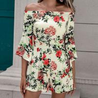 Polyester Plus Size Women Romper slimming printed floral PC