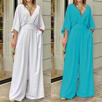Polyester Plus Size Long Jumpsuit slimming patchwork Solid PC