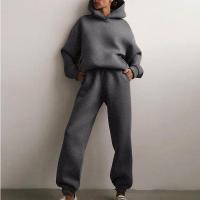 Polyester Plus Size Women Casual Set & two piece Long Trousers & Sweatshirt patchwork Solid Set