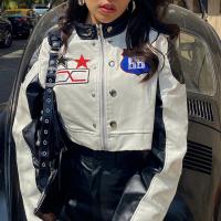 PU Leather Motorcycle Jackets slimming patchwork PC