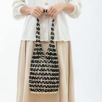 Wooden Beads & Cotton Linen Handmade Woven Shoulder Bag PC