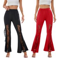Polyester bell-bottom & Middle Waist Women Long Trousers flexible Lace PC