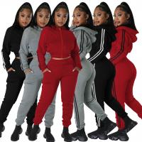 Poliéster Conjunto casual de las mujeres, Pantalones largos & parte superior, a rayas, más colores para elegir,  Conjunto