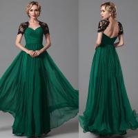 Polyester Langes Abendkleid, Solide, Grün,  Stück