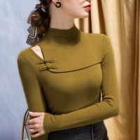 Bamboo Fiber Slim Women Long Sleeve Blouses & off shoulder Solid PC