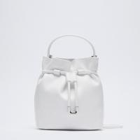 PU Leather Handbag soft surface & attached with hanging strap Solid white PC
