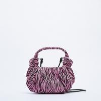 Canvas Handbag soft surface & attached with hanging strap zebra pattern fuchsia PC