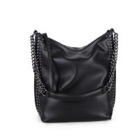 PU Leather Shoulder Bag soft surface & studded Solid black PC