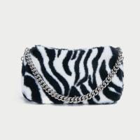 Plush Shoulder Bag with chain & soft surface zebra pattern PC