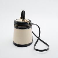 PU Leather Bucket Bag Handbag attached with hanging strap white PC