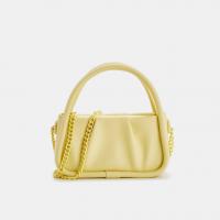 PU Leather Handbag soft surface & attached with hanging strap Solid yellow PC