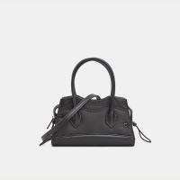 PU Leather Handbag soft surface & attached with hanging strap Solid black PC