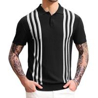 Polyester Man Knitwear Striped Zwarte stuk
