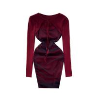 Polyester Waist-controlled Sexy Package Hip Dresses hollow Solid : PC