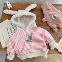 Polyester Slim & With Siamese Cap Children Sweatshirts patchwork pink PC