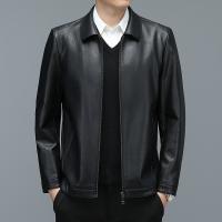 Goat Skin Leather Slim & Plus Size Men Coat Solid PC