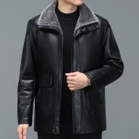 Goat Skin Leather Slim & Plus Size Men Coat & thermal Solid PC