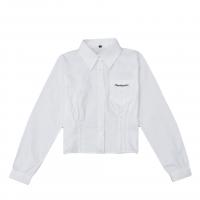 Baumwolle Frauen Langarm Shirt, Bestickt, Brief, Weiß,  Stück