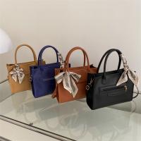 PU Leather with silk scarf Handbag attached with hanging strap PC
