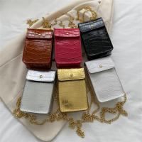 PU Leather Cell Phone Bag with chain & soft surface crocodile grain PC