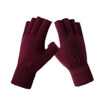 Wool Women Half Finger Glove can touch screen & thermal Solid : Lot