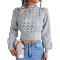 Acrylic Waist-controlled & Crop Top Women Sweater & hollow knitted Solid PC