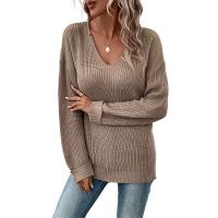 アクリル 女性のセーター パッチワーク 単色 茶色 一つ
