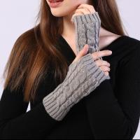 Acrylic Half Finger Glove thermal knitted Solid : Pair